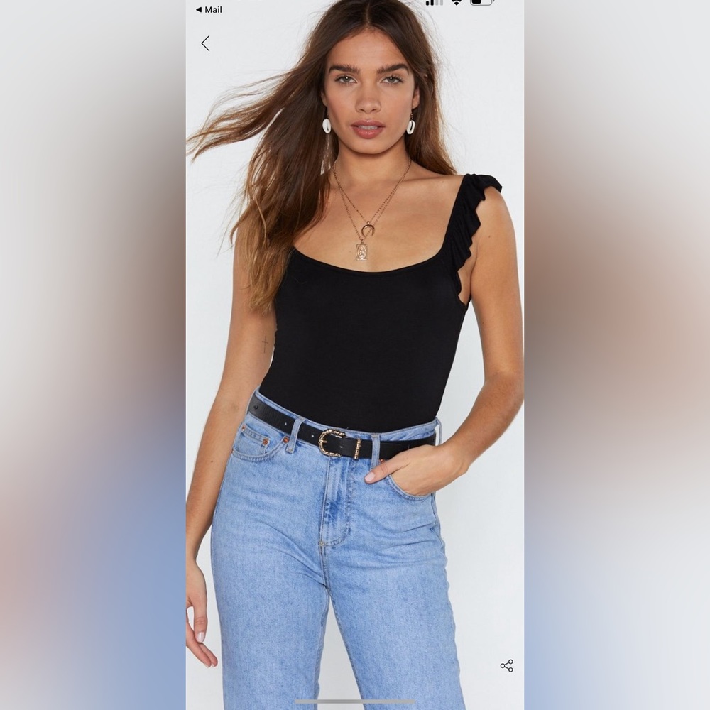 Nasty Gal ruffle black body suit
